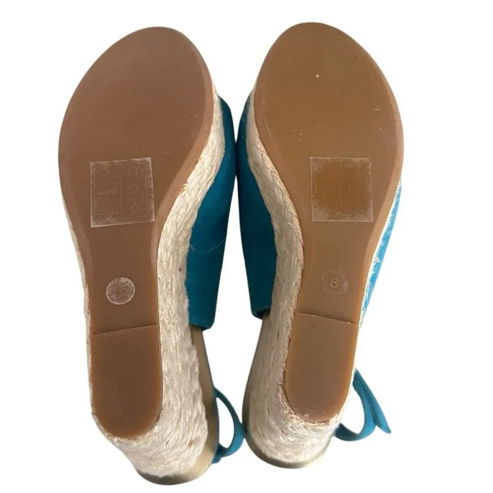 Dolce Vita Teal Suede Wedge Sandals Size 6